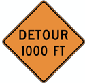 Detour With Distance or Ahead Construction Signs 24"x24"