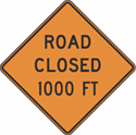 Road Closed With Distance Construction Signs 24"x24"