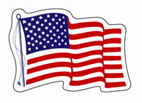 Waving American Flag Decals 3.75" x 2.56"