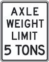 Axle Weight Limit in Tons 18"x24"