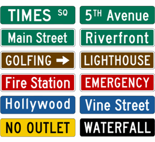 8" Tall Flat Reflective Street Name Signs