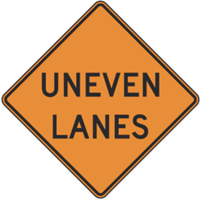 Uneven Lanes Construction Sign 24"x24"
