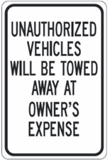Unauthorized Vehicles Will Be Towed