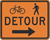 Bicycle Pedestrian Detour Right Sign 30"x24"