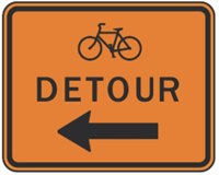 Bicycle Detour Left Construction 24"x18"