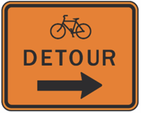 Bicycle Detour Right Construction 30"x24"