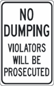 No Dumping Violators Will Be Prosecuted