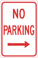 No Parking with Right Arrow