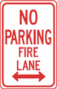 No Parking Fire Lane with Double Arrow