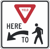 Yield Here to Pedestrian with Left Arrow 24"x24"