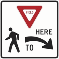 Yield Here to Pedestrian with Right Arrow 24"x24"