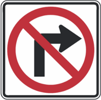 No Right Turn Symbol Sign 24"x24"