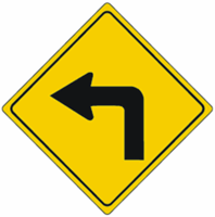 Left Turn Warning Sign 24"x24"