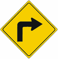 Right Turn Warning Signs 36"x36"