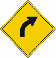 Right Curve Road Warning Signs 24"x24"
