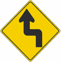Left Reverse Turn Warning Sign 24"x24"