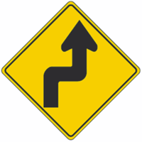 Right Reverse Turn Warning Sign 24"x24"