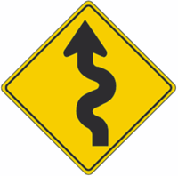 Left Winding Road Warning Sign 24"x24"