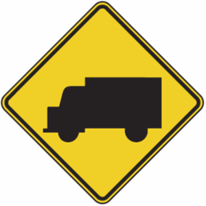 Brady 124599 Traffic Control Sign LegendTrucks Entering Highway 18 Weight Black on Yellow 18 Height
