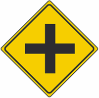 Cross Road Warning Sign 36"x36"