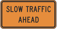 Slow Traffic Ahead Construction Sign 36"x18"