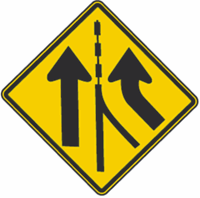 Added Lane Warning Road Sign 24"x24"